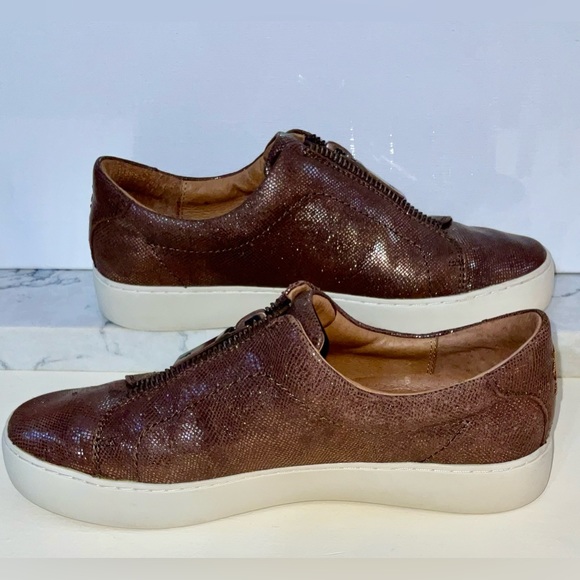 FRYE Lena Low Zip Multi Metallic Brown Leather Zip Sneakers 9M Worn 3 Times wBox - Picture 10 of 16